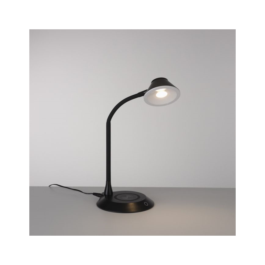JUST LIGHT. 14414-18 - Lampe de table flexible à touche et dimmable avec chargement sans fil PUCKI LED/4,5W/230V noire