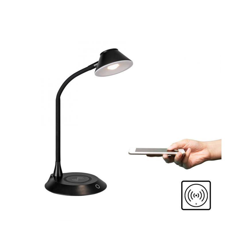 JUST LIGHT. 14414-18 - Lampe de table flexible à touche et dimmable avec chargement sans fil PUCKI LED/4,5W/230V noire