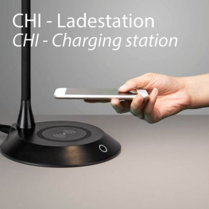 JUST LIGHT. 14414-18 - Lampe de table flexible à touche et dimmable avec chargement sans fil PUCKI LED/4,5W/230V noire