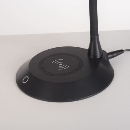 JUST LIGHT. 14414-18 - Lampe de table flexible à touche et dimmable avec chargement sans fil PUCKI LED/4,5W/230V noire