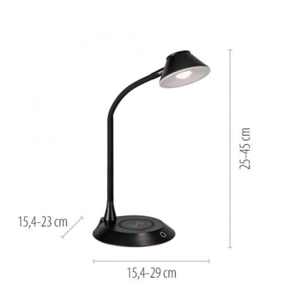 JUST LIGHT. 14414-18 - Lampe de table flexible à touche et dimmable avec chargement sans fil PUCKI LED/4,5W/230V noire