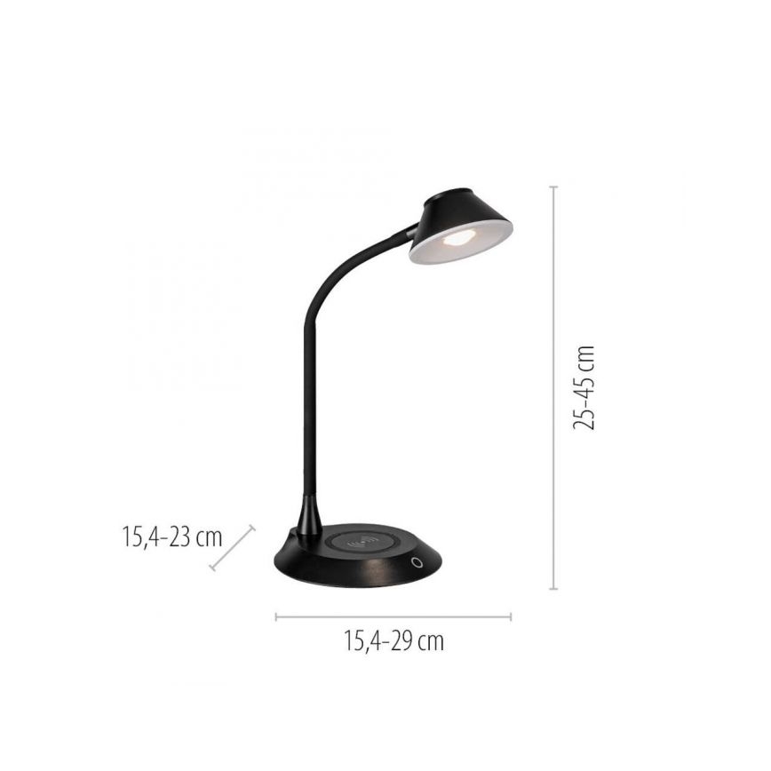 JUST LIGHT. 14414-18 - Lampe de table flexible à touche et dimmable avec chargement sans fil PUCKI LED/4,5W/230V noire