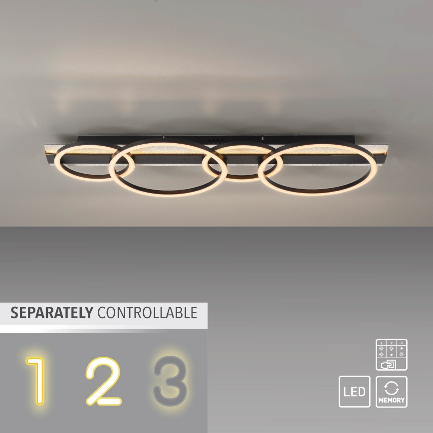 JUST LIGHT. 14426-21 - Plafonnier LED CICHIO LED/37W/230V + LED/9,5W 30x86 cm noir