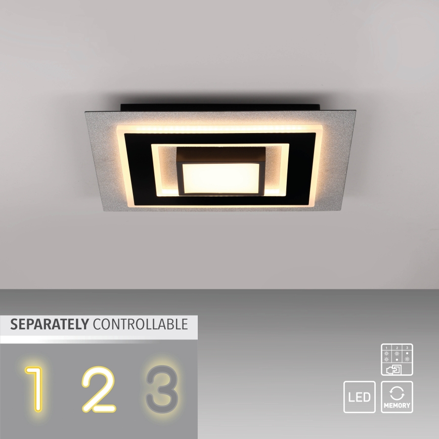 JUST LIGHT. 14439-21 - Plafonnier LED CICHIO LED/18,5W/230V + LED/9W 40x40 cm noir