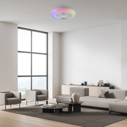 JUST LIGHT. 14623-16 - Ventilateur de plafond dimmable LED RGBW avec éclairage BRENDA LED/22W/230V 3000-6000K Ø 46 cm blanc + télécommande
