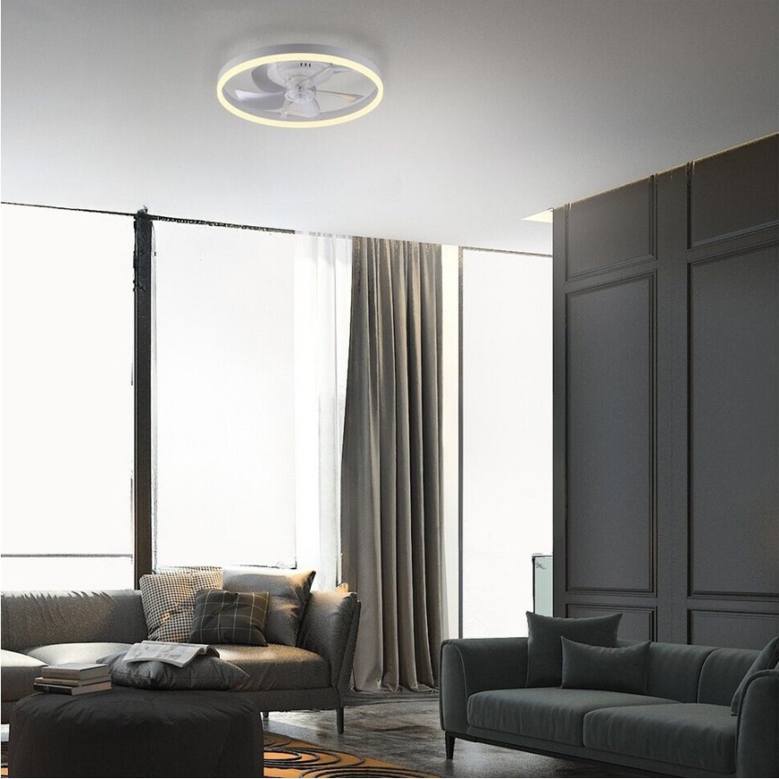 JUST LIGHT. 14624-16 - Ventilateur de plafond dimmable LED avec éclairage RITA LED/22W/230V 3000-6000K Ø 50 cm blanc + télécommande