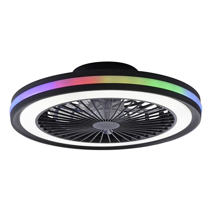 JUST LIGHT. 14649-18 - Ventilateur de plafond dimmable LED RGBW avec lumière BRANDON LED/36W/230V 2700-5000K Ø 46,5 cm noir + télécommande