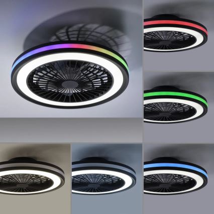 JUST LIGHT. 14649-18 - Ventilateur de plafond dimmable LED RGBW avec lumière BRANDON LED/36W/230V 2700-5000K Ø 46,5 cm noir + télécommande
