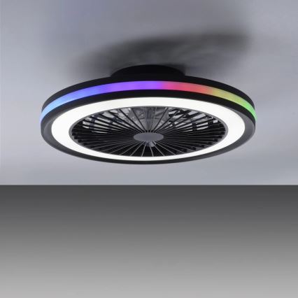 JUST LIGHT. 14649-18 - Ventilateur de plafond dimmable LED RGBW avec lumière BRANDON LED/36W/230V 2700-5000K Ø 46,5 cm noir + télécommande