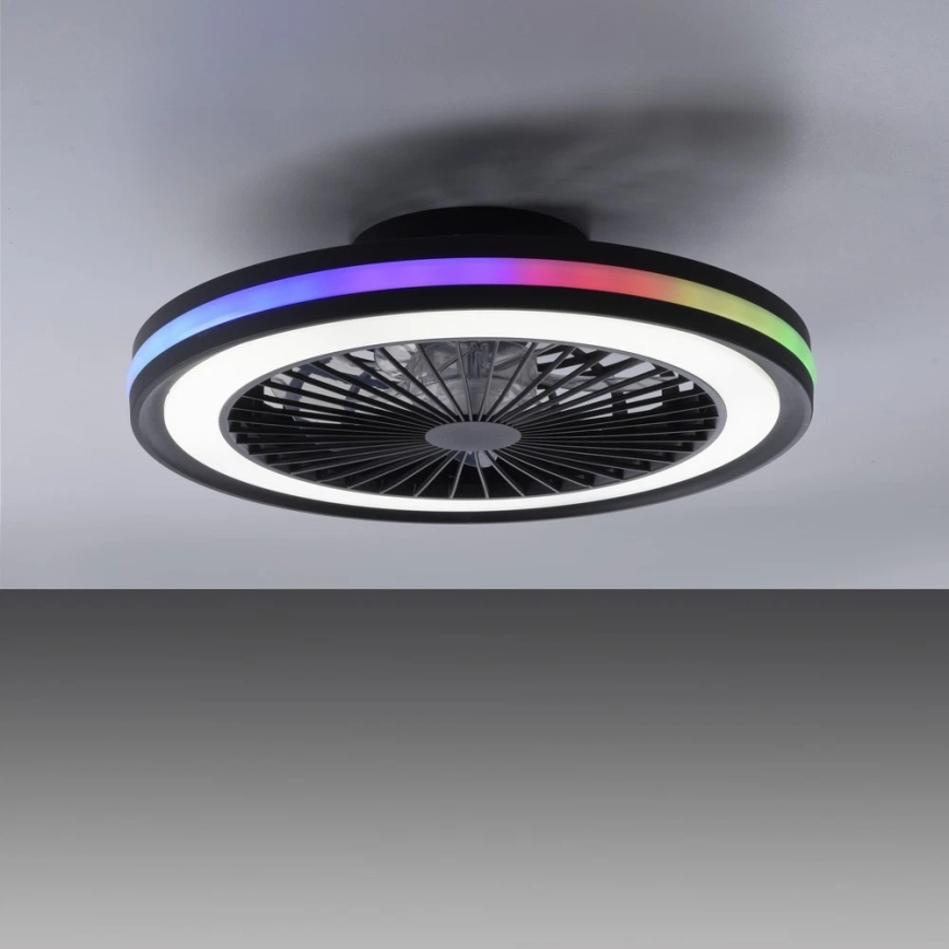JUST LIGHT. 14649-18 - Ventilateur de plafond dimmable LED RGBW avec lumière BRANDON LED/36W/230V 2700-5000K Ø 46,5 cm noir + télécommande