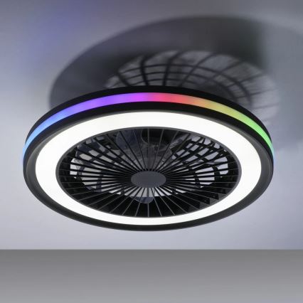 JUST LIGHT. 14649-18 - Ventilateur de plafond dimmable LED RGBW avec lumière BRANDON LED/36W/230V 2700-5000K Ø 46,5 cm noir + télécommande