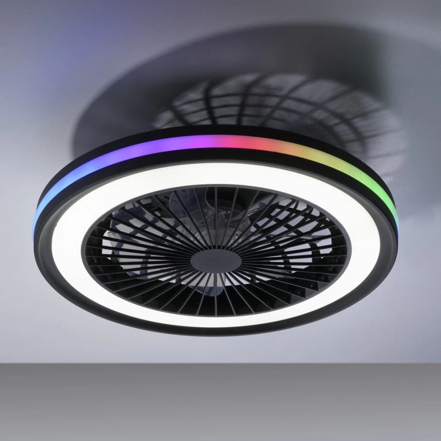 JUST LIGHT. 14649-18 - Ventilateur de plafond dimmable LED RGBW avec lumière BRANDON LED/36W/230V 2700-5000K Ø 46,5 cm noir + télécommande