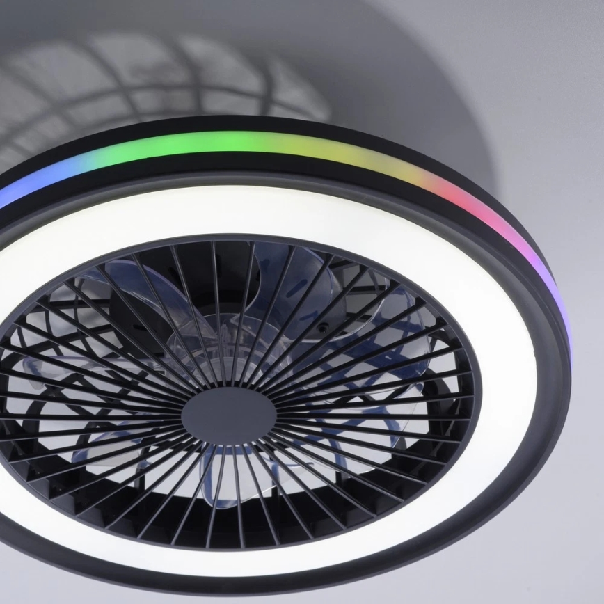 JUST LIGHT. 14649-18 - Ventilateur de plafond dimmable LED RGBW avec lumière BRANDON LED/36W/230V 2700-5000K Ø 46,5 cm noir + télécommande