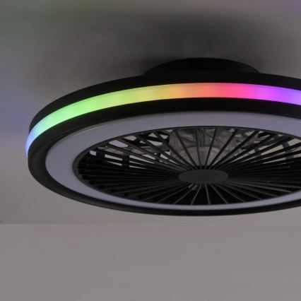 JUST LIGHT. 14649-18 - Ventilateur de plafond dimmable LED RGBW avec lumière BRANDON LED/36W/230V 2700-5000K Ø 46,5 cm noir + télécommande