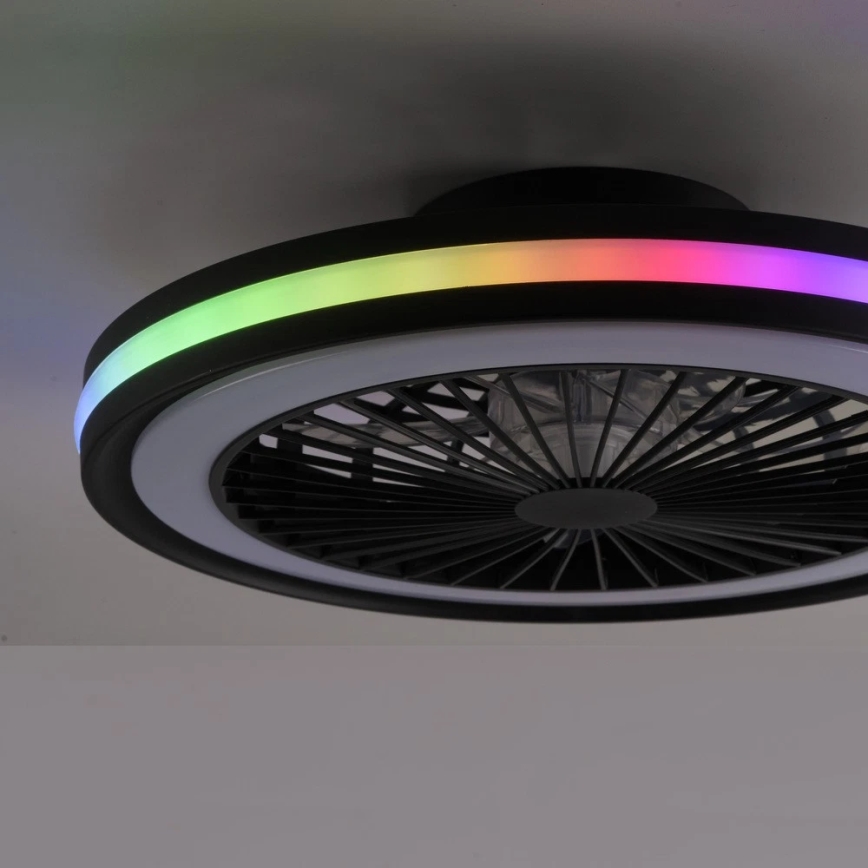 JUST LIGHT. 14649-18 - Ventilateur de plafond dimmable LED RGBW avec lumière BRANDON LED/36W/230V 2700-5000K Ø 46,5 cm noir + télécommande