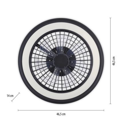 JUST LIGHT. 14649-18 - Ventilateur de plafond dimmable LED RGBW avec lumière BRANDON LED/36W/230V 2700-5000K Ø 46,5 cm noir + télécommande