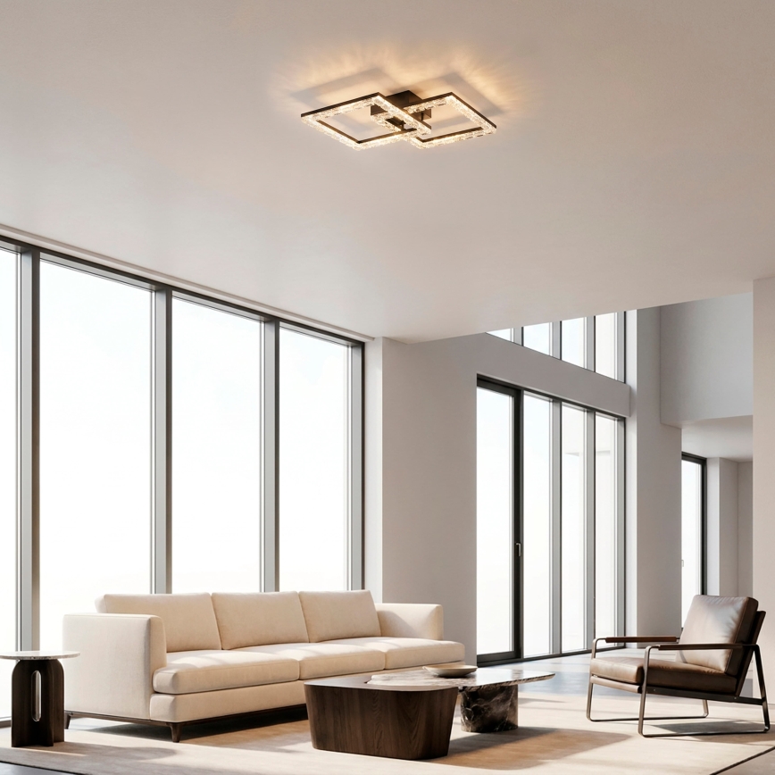 JUST LIGHT. 14732-18 - Plafonnier LED GLITRA LED/17,5W/230V 37,6x37,6 cm noir