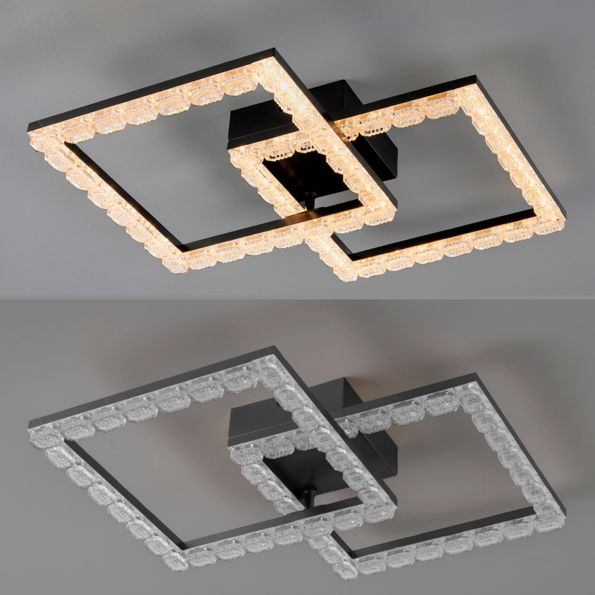 JUST LIGHT. 14732-18 - Plafonnier LED GLITRA LED/17,5W/230V 37,6x37,6 cm noir
