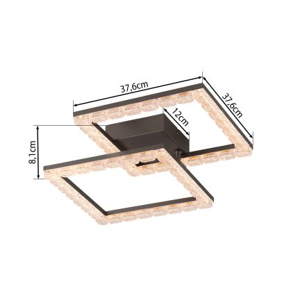 JUST LIGHT. 14732-18 - Plafonnier LED GLITRA LED/17,5W/230V 37,6x37,6 cm noir