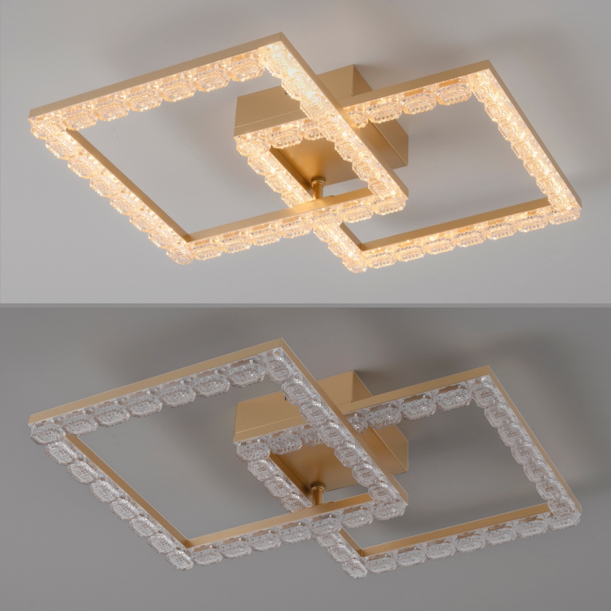 JUST LIGHT. 14732-60 - Plafonnier LED GLITRA LED/17,5W/230V 37,6x37,6 cm doré