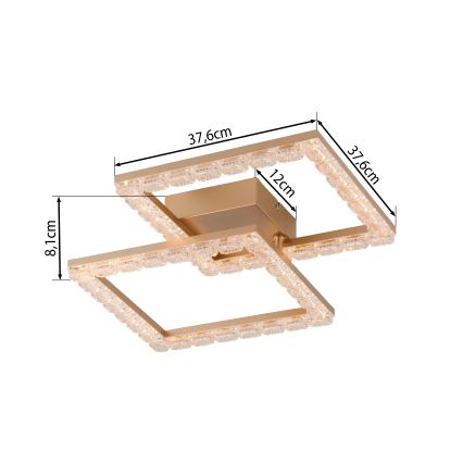 JUST LIGHT. 14732-60 - Plafonnier LED GLITRA LED/17,5W/230V 37,6x37,6 cm doré