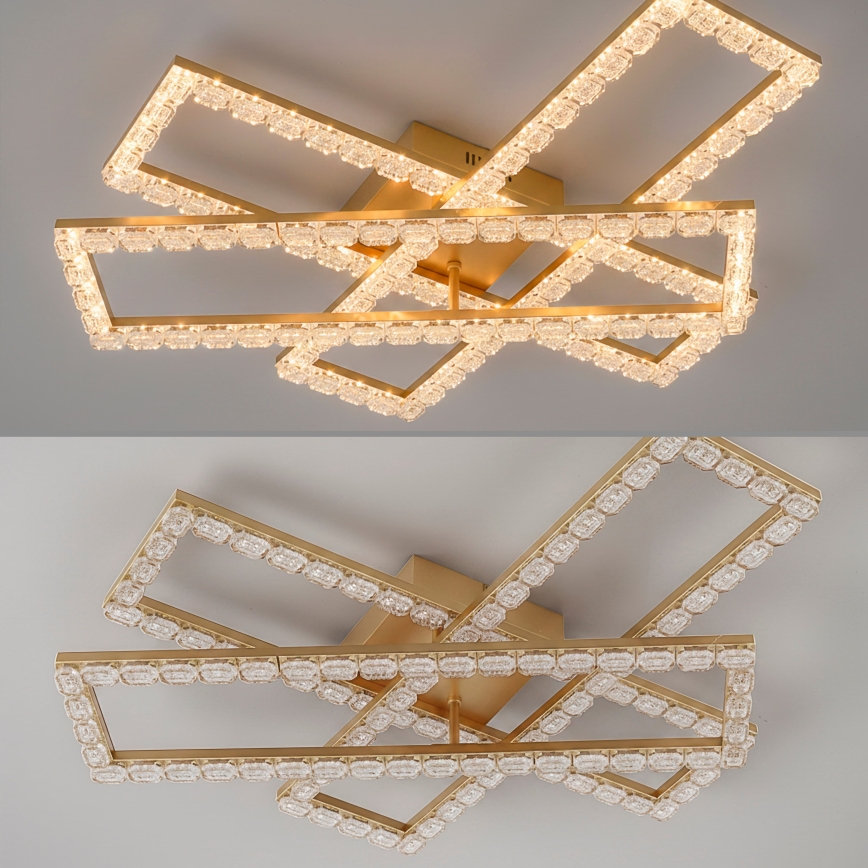 JUST LIGHT. 14733-60 - Plafonnier LED GLITRA LED/35W/230V 57,25x72,05 cm doré