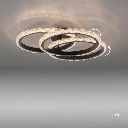JUST LIGHT. 14734-18 - Plafonnier LED GLITRA LED/37W/230V Ø 50 cm noir