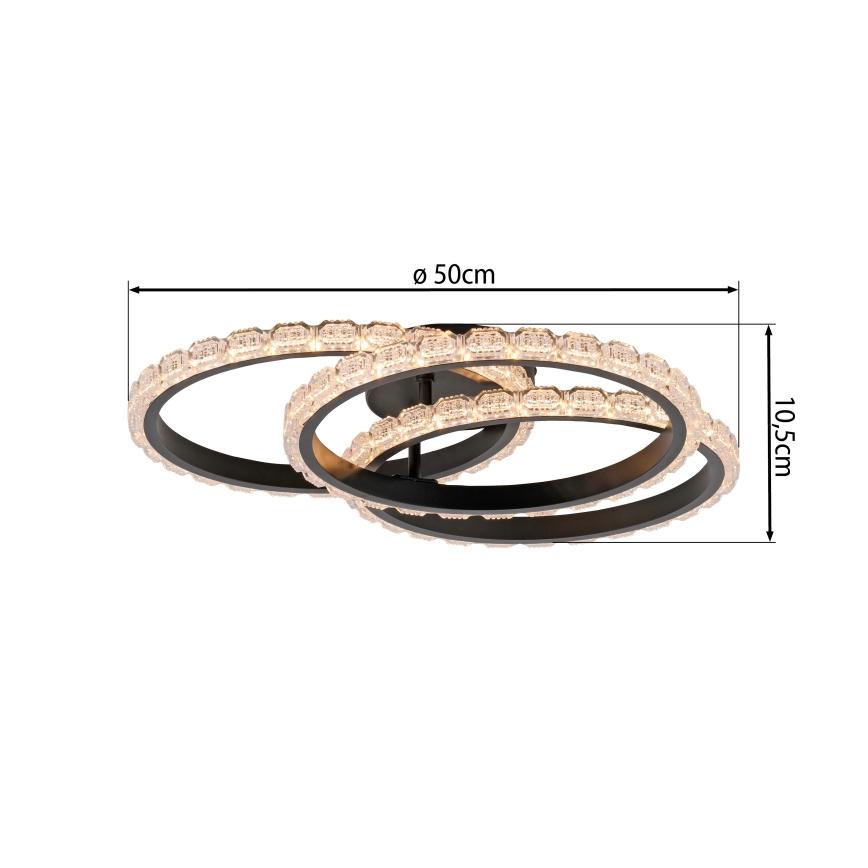 JUST LIGHT. 14734-18 - Plafonnier LED GLITRA LED/37W/230V Ø 50 cm noir
