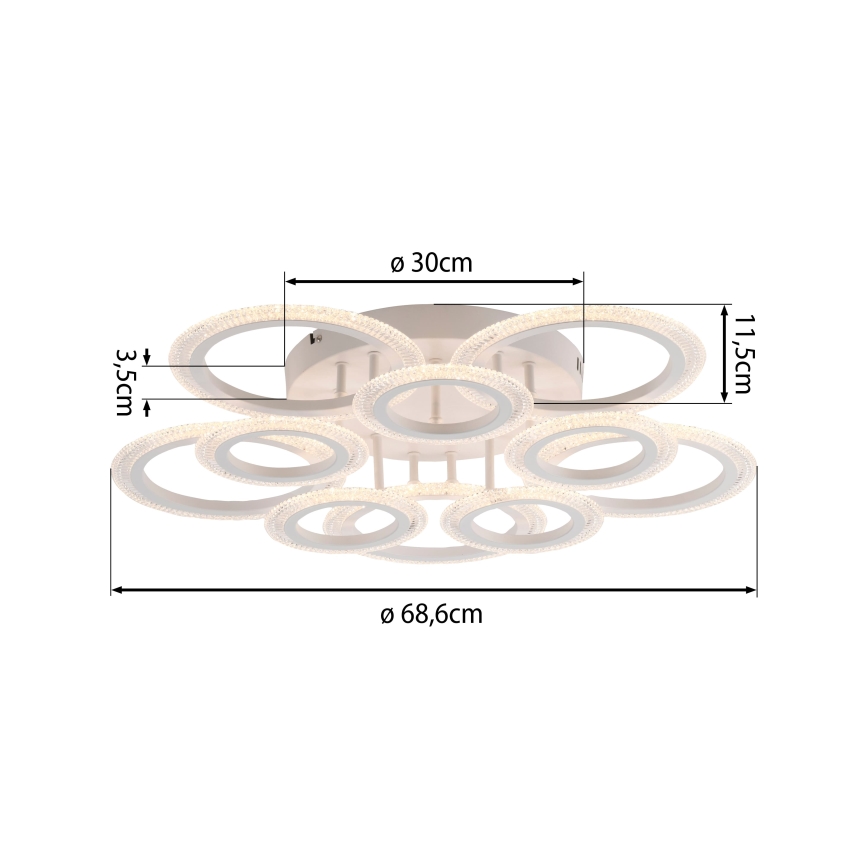 JUST LIGHT. 15268-16 - Plafonnier LED CRYSTALLO LED/48,5W/230V Ø 68,6 cm blanc