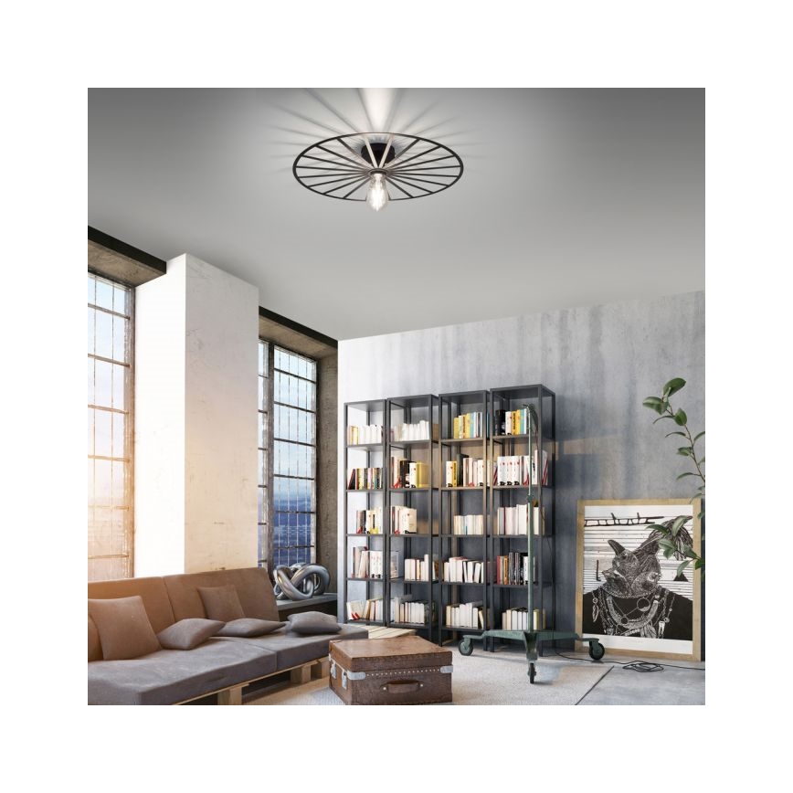JUST LIGHT. 15636-18 - Plafonnier SPIKE 1xE27/40W/230V d. 50 cm noir