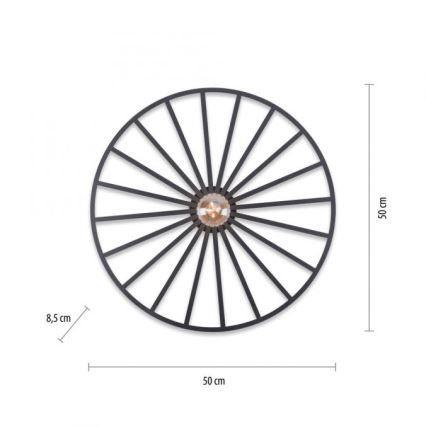 JUST LIGHT. 15636-18 - Plafonnier SPIKE 1xE27/40W/230V d. 50 cm noir