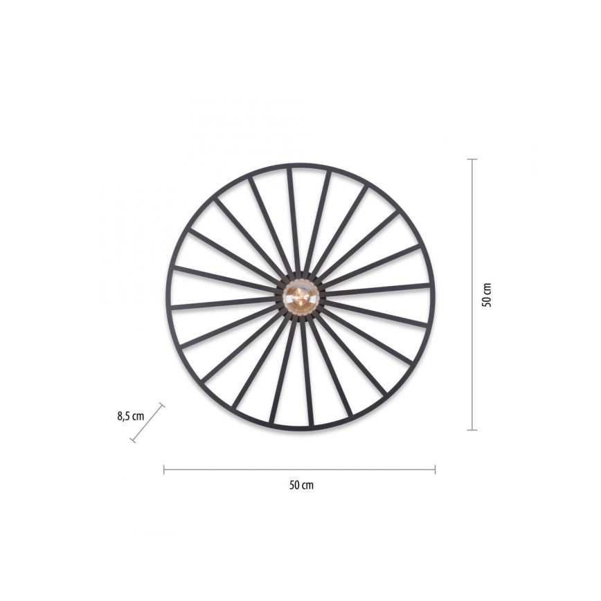 JUST LIGHT. 15636-18 - Plafonnier SPIKE 1xE27/40W/230V d. 50 cm noir