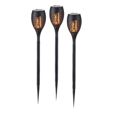 JUST LIGHT. 19106-18-3 - LOT 3x Lampe solaire FACKEL LED/0,24W/3,7V IP44 noir