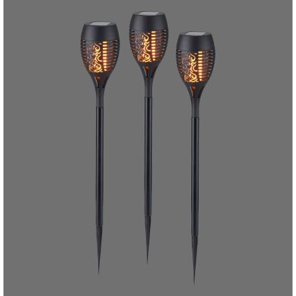 JUST LIGHT. 19106-18-3 - LOT 3x Lampe solaire FACKEL LED/0,24W/3,7V IP44 noir