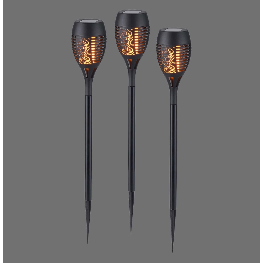 JUST LIGHT. 19106-18-3 - LOT 3x Lampe solaire FACKEL LED/0,24W/3,7V IP44 noir