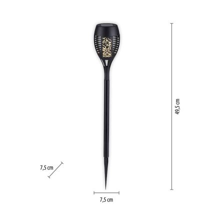 JUST LIGHT. 19106-18-3 - LOT 3x Lampe solaire FACKEL LED/0,24W/3,7V IP44 noir