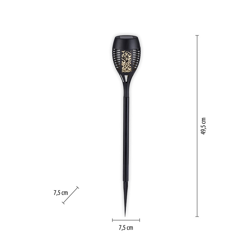 JUST LIGHT. 19106-18-3 - LOT 3x Lampe solaire FACKEL LED/0,24W/3,7V IP44 noir