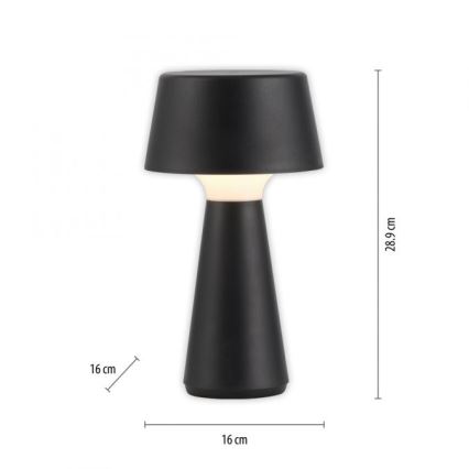 JUST LIGHT. 19260-18 - Lampe d'extérieur à intensité variable ABERA LED/3W/3,7V 2000 mAh USB IP54 noir