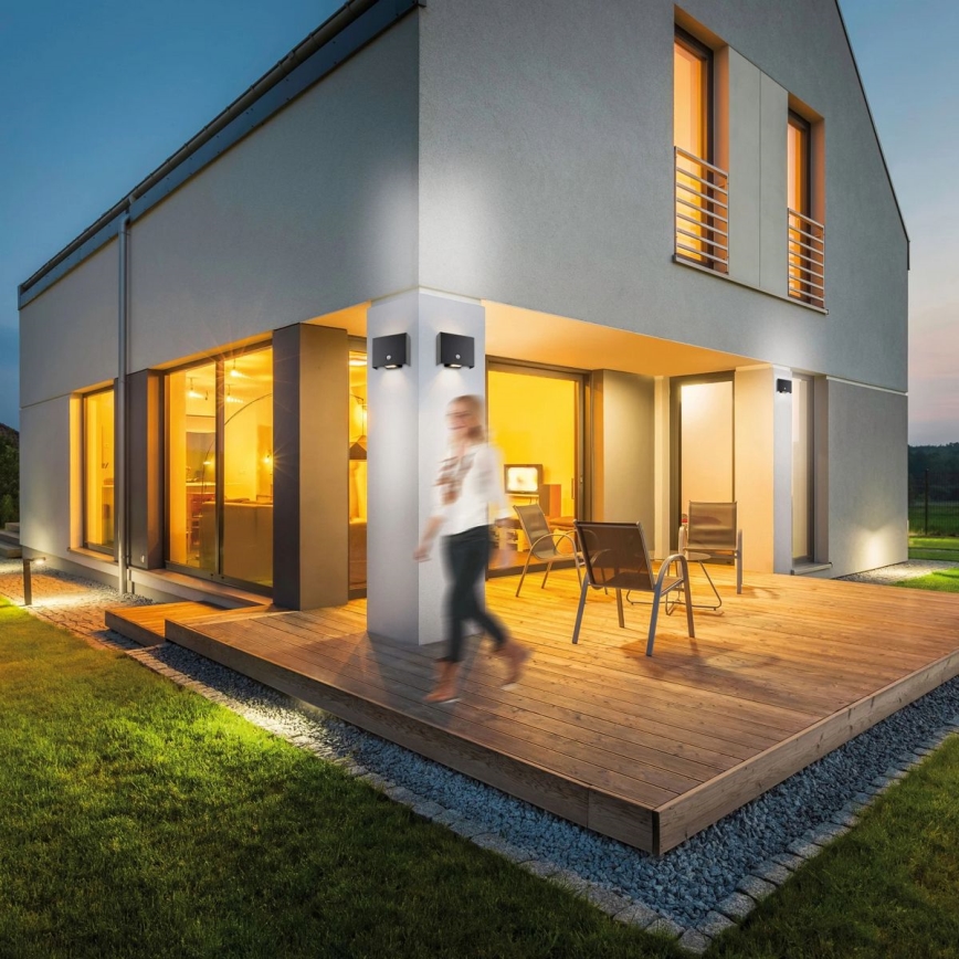 JUST LIGHT. 19471-18 - Applique murale extérieure avec détecteur AMIN 2xLED/1,25W/3,7V 4400mAh IP44 noir