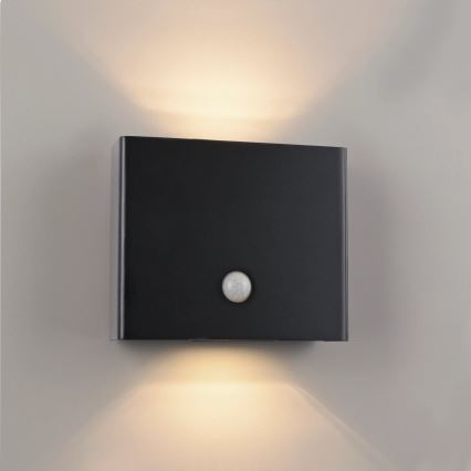 JUST LIGHT. 19471-18 - Applique murale extérieure avec détecteur AMIN 2xLED/1,25W/3,7V 4400mAh IP44 noir