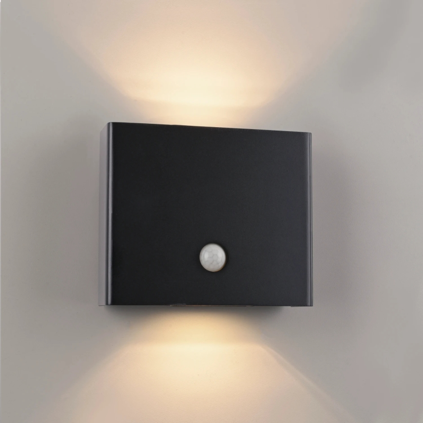 JUST LIGHT. 19471-18 - Applique murale extérieure avec détecteur AMIN 2xLED/1,25W/3,7V 4400mAh IP44 noir