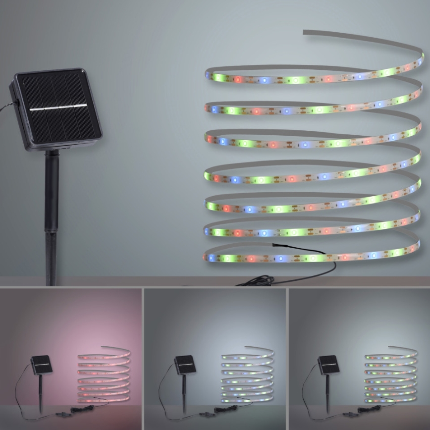 JUST LIGHT. 19971-18 - Ruban LED solaire RGB TEANIA LED/3,7 V 5 m 1200 mAh IP44 noir