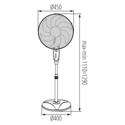 Ventilateur de sol VENETO 75W/230V noir + télécommande