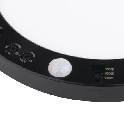 Plafonnier/ spot encastrable avec détecteur de mouvement 2en1 ERGA LED/17W/230V 3000/4000/6500K noir