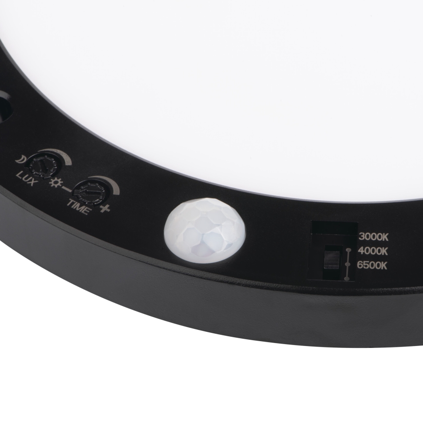 Plafonnier/ spot encastrable avec détecteur de mouvement 2en1 ERGA LED/17W/230V 3000/4000/6500K noir