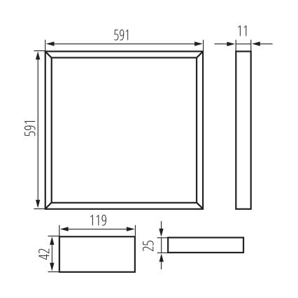 Cadre d'encastrement pour faux plafond AVAR LED/32W/230V 6000K 59x59 cm