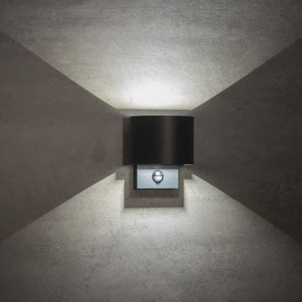 Applique murale d'extérieur LED avec détecteur REKA LED/7W/230V IP54 anthracite ronde