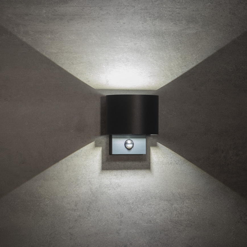 Applique murale d'extérieur LED avec détecteur REKA LED/7W/230V IP54 anthracite ronde