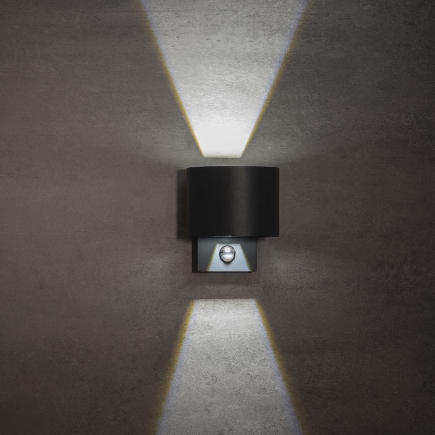 Applique murale d'extérieur LED avec détecteur REKA LED/7W/230V IP54 anthracite ronde