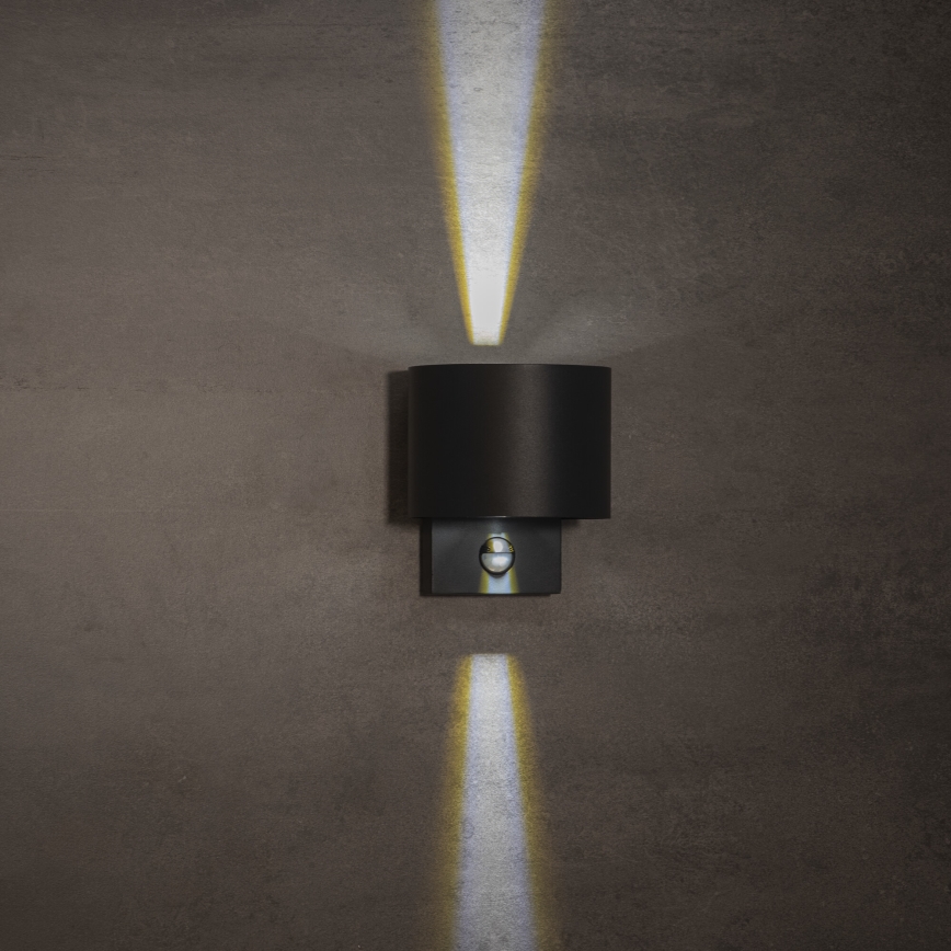 Applique murale d'extérieur LED avec détecteur REKA LED/7W/230V IP54 anthracite ronde